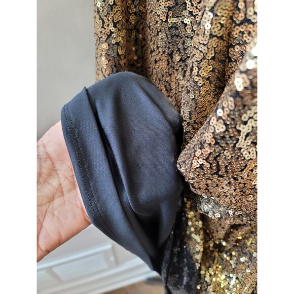 ELOQUII Bodycone Dress Women's Size 28 Black Gold 100% Polyester Long Sleeves - Picture 13 of 16